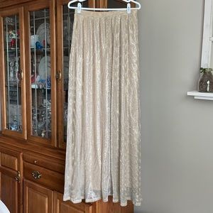 Champagne Colored Tulle Maxi Skirt